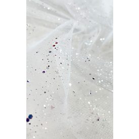 ED-26-030 Színes flitteres törtfehér tüll 