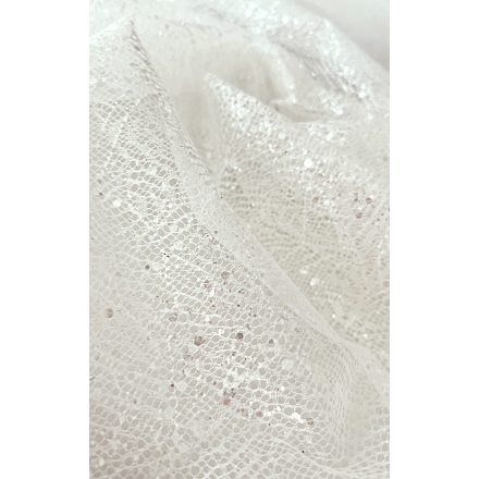 ED-26-034 Átlátszó flitteres mintás törtfehér tüll 150 cm 