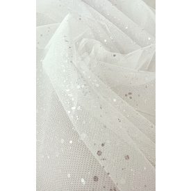 ED-26-1082 Átlátszó flitteres törtfehér tüll